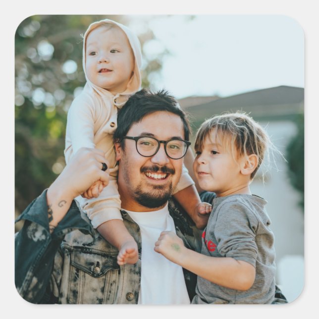 Pegatina Cuadrada Foto de familia personalizado personalizada (Anverso)