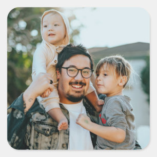 Pegatina Cuadrada Foto de familia personalizado personalizada