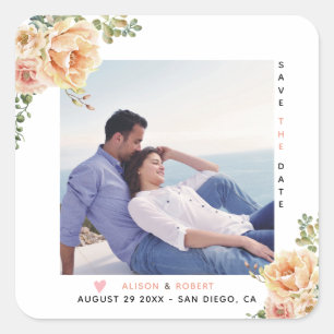 Pegatina Cuadrada Foto de flores de color de coral de color rosa