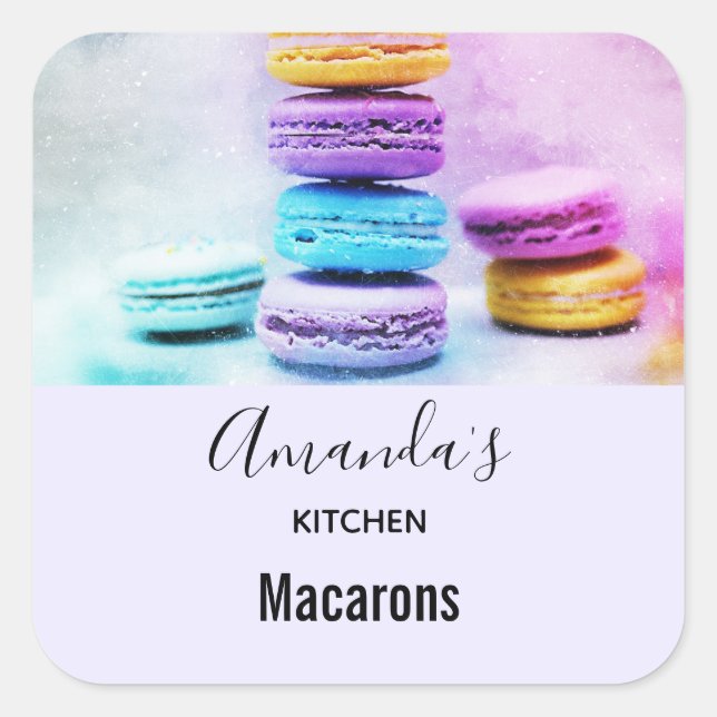 Pegatina Cuadrada Foto de la colorida cocina de Macarons (Anverso)