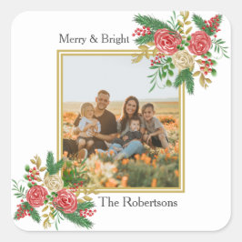 Pegatina Cuadrada Foto de la familia floral de color de agua dulce y