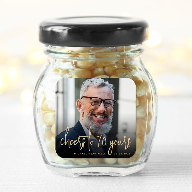 Pegatina Cuadrada Foto de la fiesta de cumpleaños número 70, guión d (Subido por el creador)