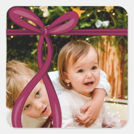 PEGATINA CUADRADA FOTO DE LAZO DE CINTA DE ARÁNDANO