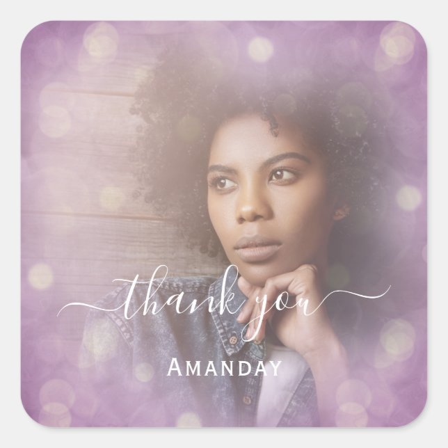 Pegatina Cuadrada Foto de nombre Smoky Bridal Sweet16 Square (Anverso)