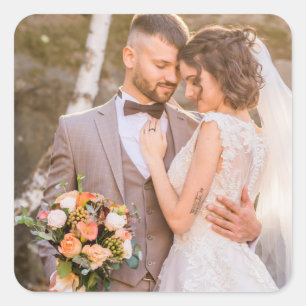 Pegatina Cuadrada Foto de pareja personalizada