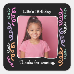 Pegatina Cuadrada Foto de personalizado Cualquier Alumno de Fiesta d