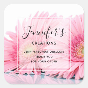 Pegatina Cuadrada Foto De Pink Gerbera Daisies - Gracias De Negocios