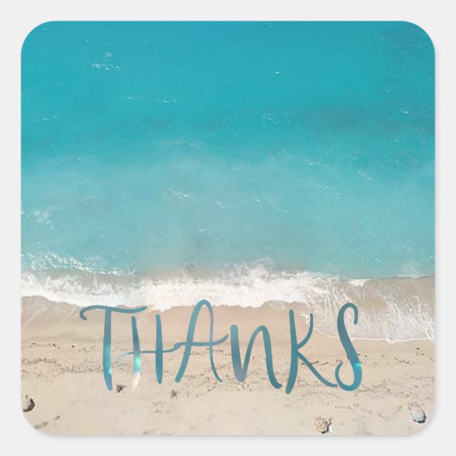 Pegatina Cuadrada Foto de playa (Anverso)