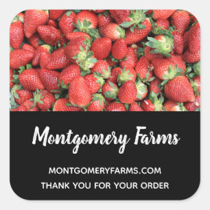 Pegatina Cuadrada Foto de Red Juicy Strawberries Business