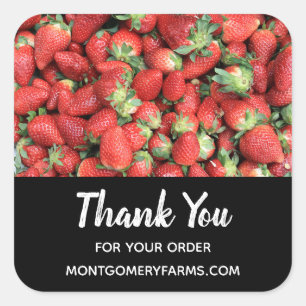 Pegatina Cuadrada Foto de Red Juicy Strawberries Business