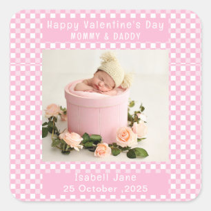 Pegatina Cuadrada Foto De Valentine Para Mami Y Papi Nuevos Padres