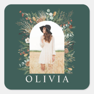 Pegatina Cuadrada Foto de verde botánico en arco de graduación