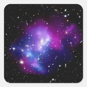 Pegatina Cuadrada Foto del cúmulo de galaxias MACS J0717 en el espac
