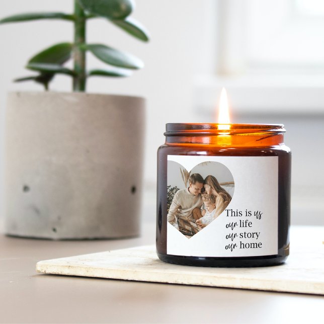 Pegatina Cuadrada Foto familiar moderna de pareja y regalo de presup (Subido por el creador)