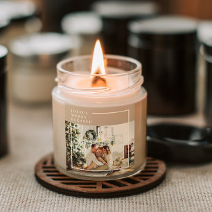 Pegatina Cuadrada Foto familiar moderna Joyful Merry Blessed