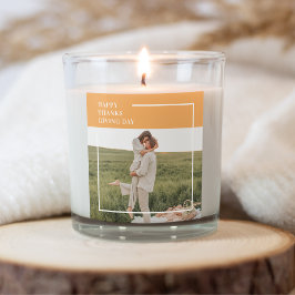 Pegatina Cuadrada Foto familiar moderna y regalo del Día de Acción d