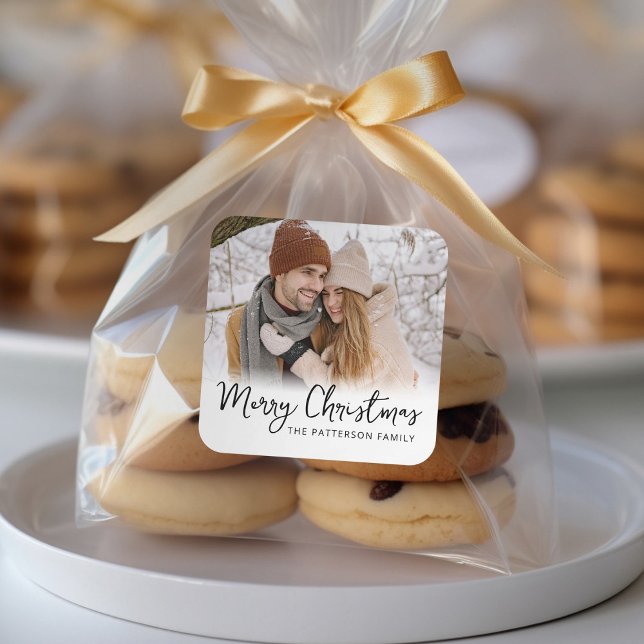 Pegatina Cuadrada Foto mínima Feliz Navidad (Subido por el creador)