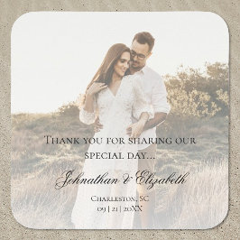 Pegatina Cuadrada Foto moderna con Boda superpuesto