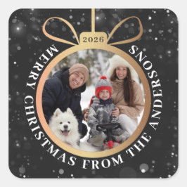 Pegatina Cuadrada Foto moderna de festividad de Ornamento de Oro Neg