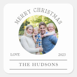 Pegatina Cuadrada Foto moderna de la ronda navideña de los cerezos b