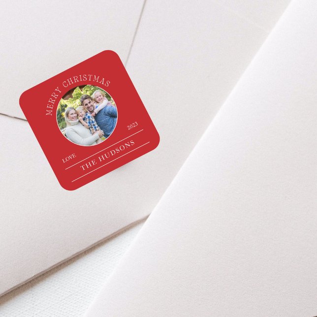 Pegatina Cuadrada Foto moderna de navidad de moras rojas (Subido por el creador)