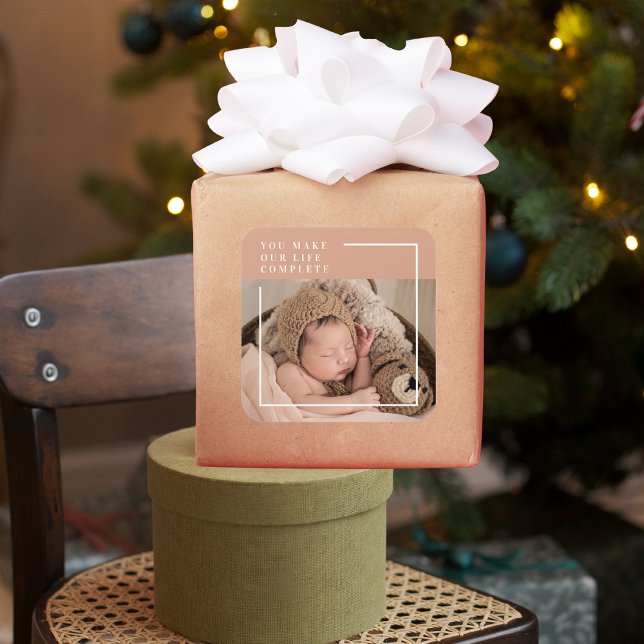 Pegatina Cuadrada Foto moderna del bebé | Has Hecho Mi Vida Completa (Subido por el creador)