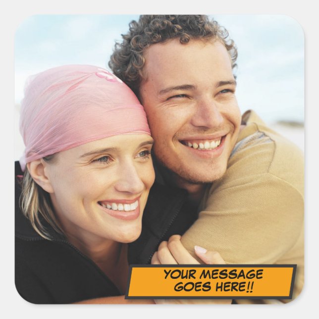 Pegatina Cuadrada Foto personalizada de Guay moderna (Anverso)