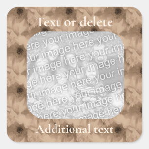 Pegatina Cuadrada Foto personalizada de Sepia Peony