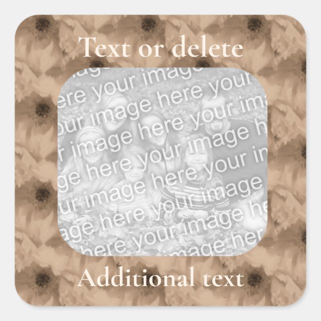 Pegatina Cuadrada Foto personalizada de Sepia Peony (Anverso)