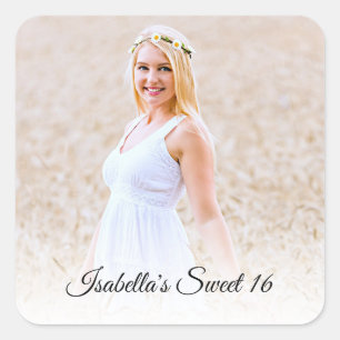Pegatina Cuadrada Foto personalizada de Sweet Sixteen