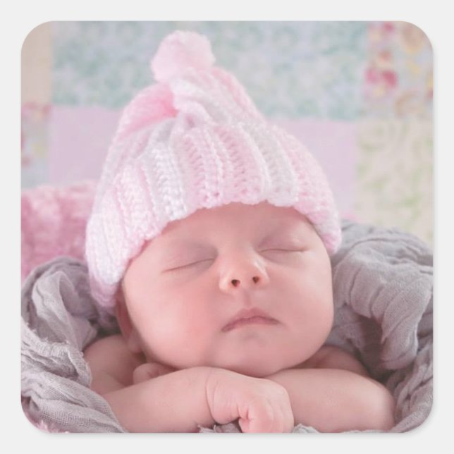 Pegatina Cuadrada Foto personalizada del bebé (Anverso)