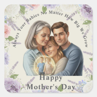 Pegatina Cuadrada Foto personalizada del día de la madre Siempre tus