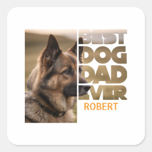Pegatina Cuadrada Foto personalizada Mejor papá de perro de todos