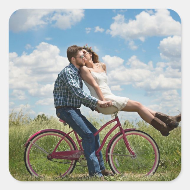 Pegatina Cuadrada Foto personalizada personalizada (Anverso)