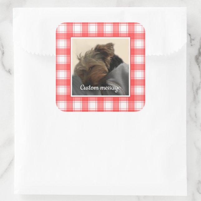 Pegatina Cuadrada Foto personalizado: comida para granja de campo ro (Bolso)