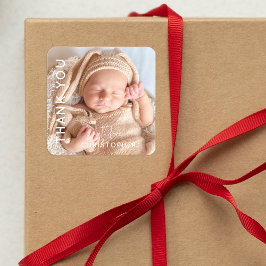 Pegatina Cuadrada Foto personalizado Gracias