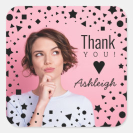 Pegatina Cuadrada Foto personalizado Que Cumpleaños