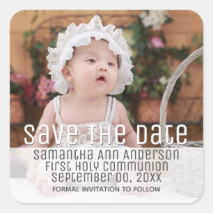 Pegatina Cuadrada Foto primera comunión santa minimalista moderna DI