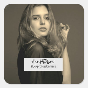 Pegatina Cuadrada foto profesional sitio web QR email social moderno