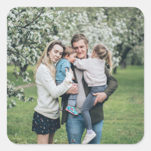 Pegatina Cuadrada Foto única de familia de Personalizados personaliz