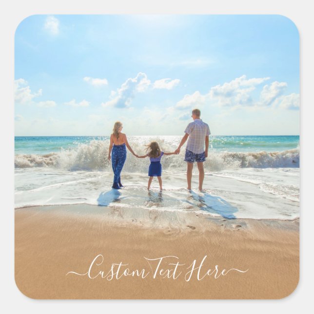 Pegatina Cuadrada Foto y texto personalizado - Único su propio diseñ (Anverso)