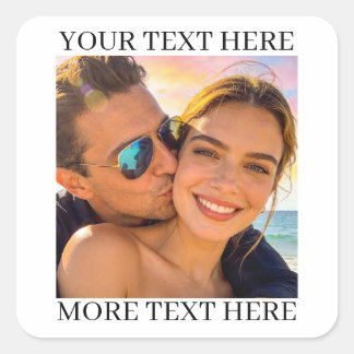 Pegatina Cuadrada Foto y texto personalizados