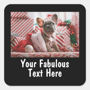 Pegatina Cuadrada Foto y Texto Personalizados
