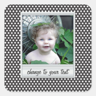 Pegatina Cuadrada fotoframe en polkadot blanco y negro