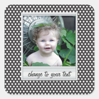 Pegatina Cuadrada fotoframe en polkadot blanco y negro