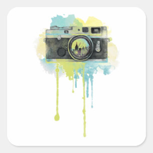 Pegatina Cuadrada Fotografía Camara Lover Vintage Fotógrafa Idea