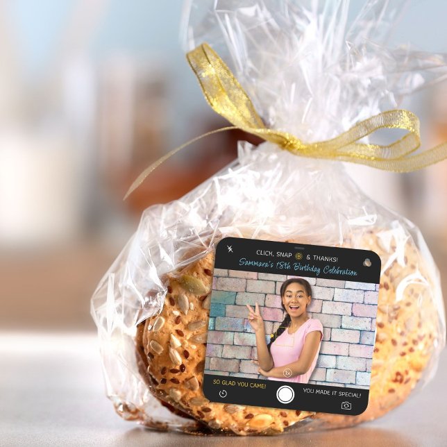 Pegatina Cuadrada Fotografía de cumpleaños instantánea Gracias (Subido por el creador)