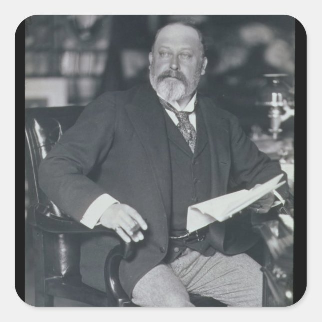 Pegatina Cuadrada Fotografía de Edward VII (1841-1910) (b/w) (Anverso)