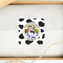 Pegatina Cuadrada Fotografía De Impresión De Vaca Simple Y Cuta Grac