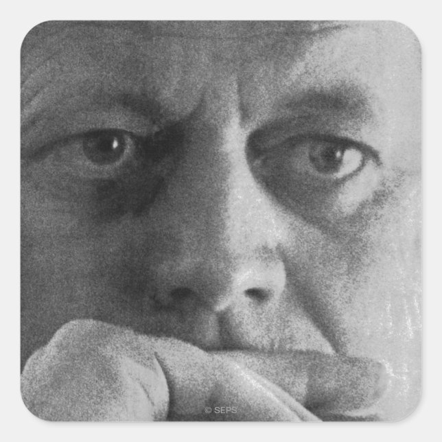 Pegatina Cuadrada Fotografía de John F. Kennedy (Anverso)